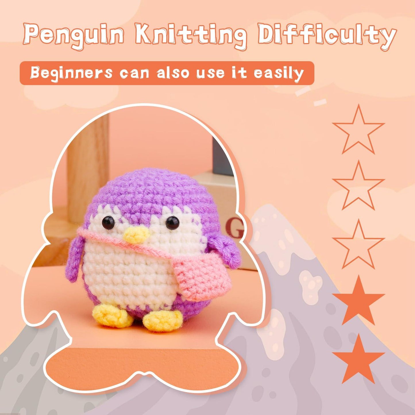 Blue Green Pink Purple Penguin Crochet Kit - lokunn.com