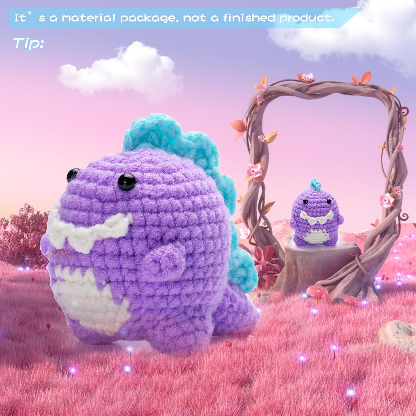 Purple Dinosaur Crochet Kit - lokunn.com