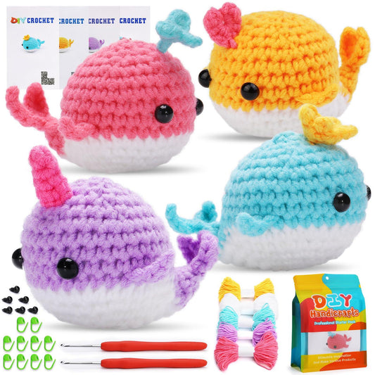 Blue Red Purple Yellow Whale Crochet Kit - lokunn.com