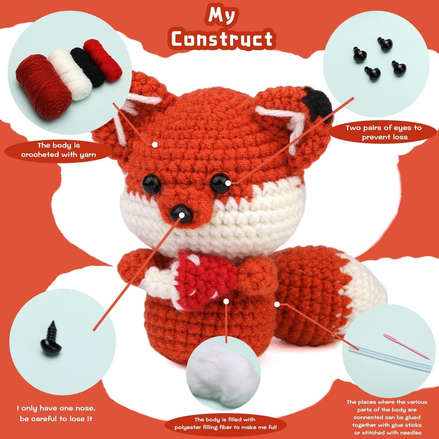 Red Fox Crochet Kit - lokunn.com