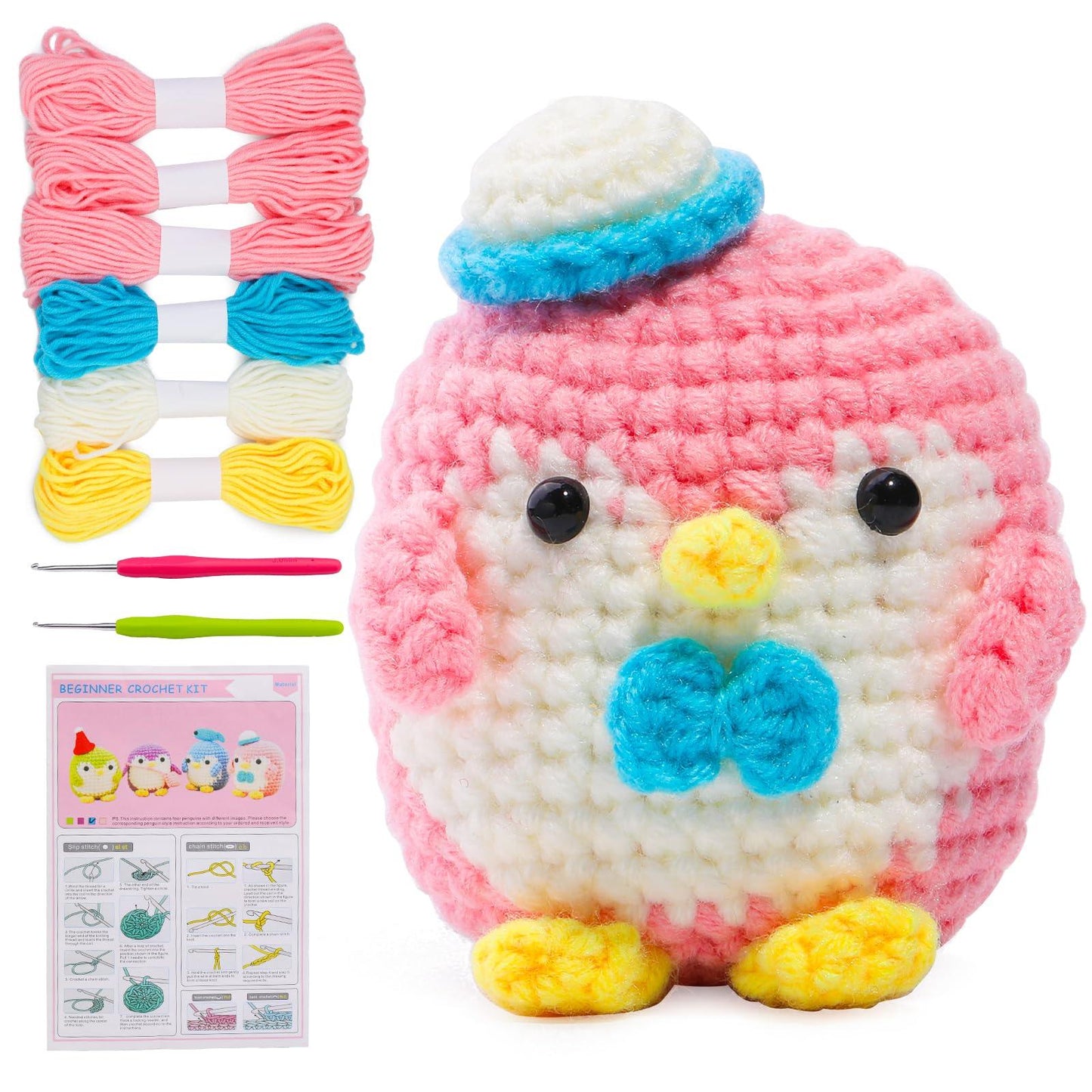 Blue Green Pink Purple Penguin Crochet Kit - lokunn.com