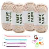 4x50g Nylon Cotton Easy Beginners Crochet Yarn - lokunn.com