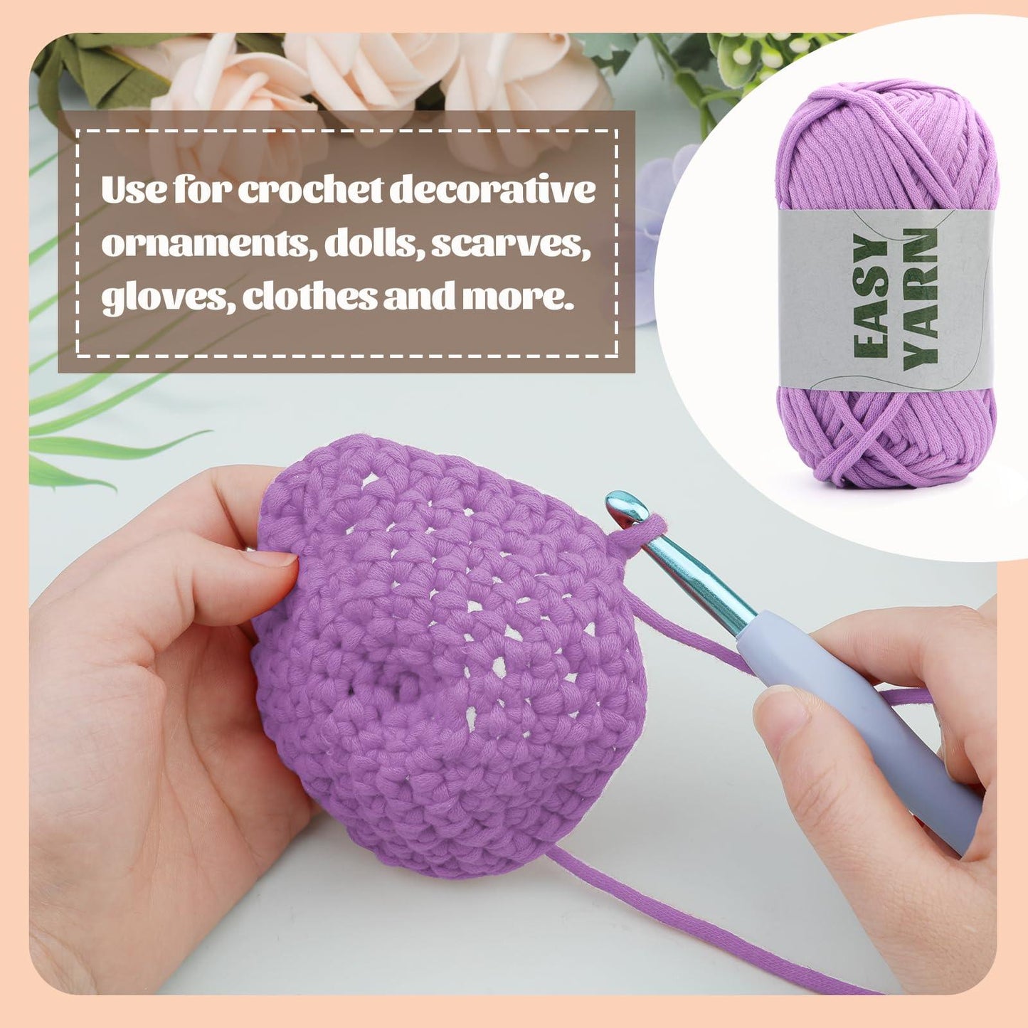 4x50g Nylon Cotton Easy Beginners Crochet Yarn - lokunn.com